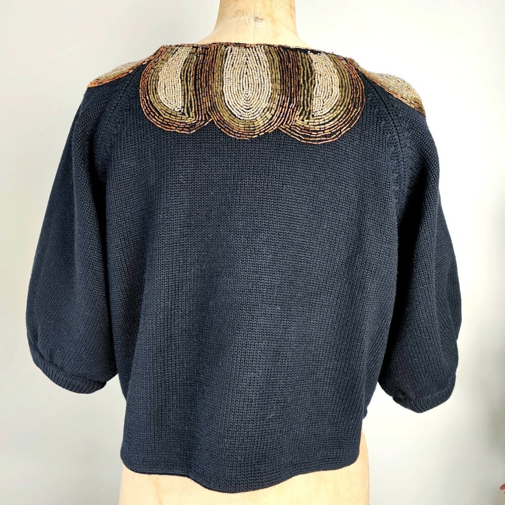 Tibi Beaded Statement Collar Cropped Cardigan Swe… - image 5